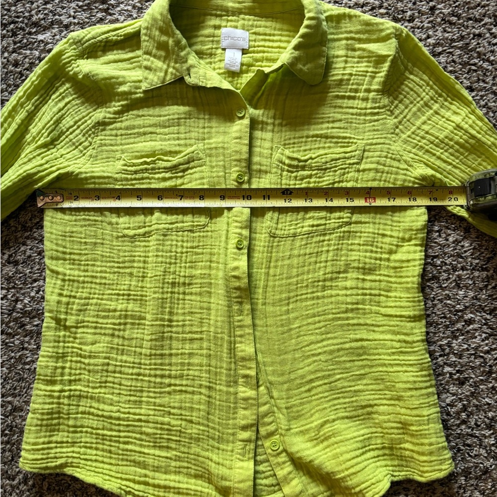 Chico's Lime Green Button Down Shirt - Picture 2 of 3